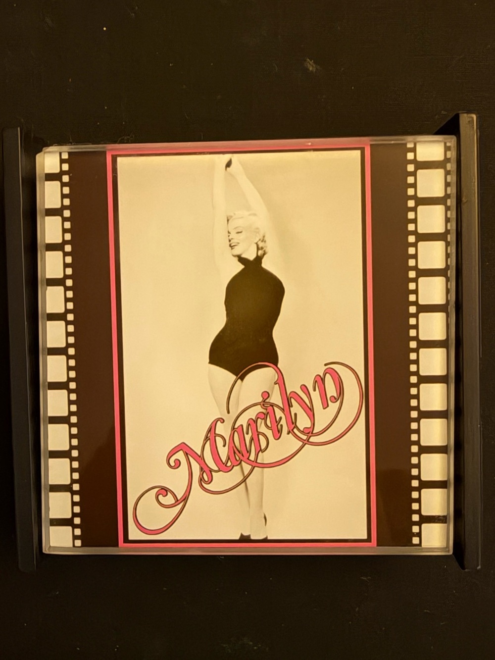 Marilyn Monroe Glass Coaster Set w/Resin Holder ~ 4 Coasters ~ 4" x 4"